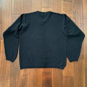 SEGRETO Pullover Wool Blend V-neck Sweater, Black, Size L